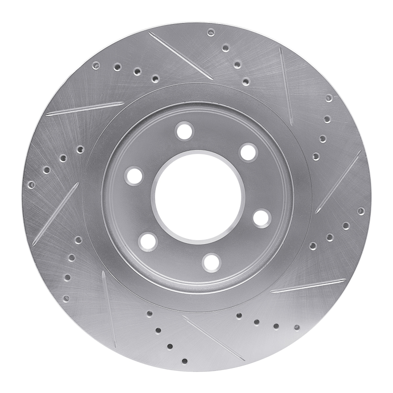 Infiniti QX56 Brake Rotor (1) - Front Left - R1 Concepts - Drilled & Slotted - Silver - `07-`24